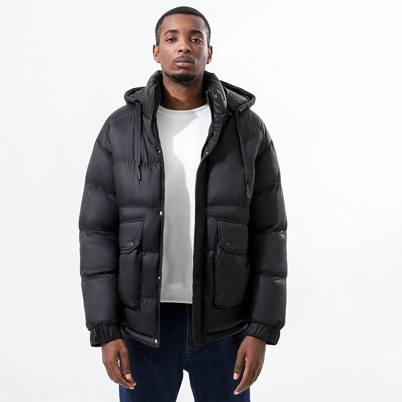 Down/Cotton Jacket-Black